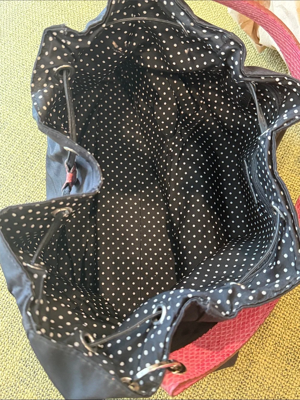 *Kate Spade Vintage Maddie Handbag Black Pink Drawstrings Closure with Dust Bag